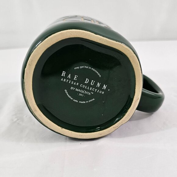 Rae Dunn Magenta CUP OF CHEER Green 20 Oz Ceramic Coffee Tea Mug Cup - Picture 13 of 16